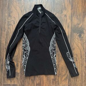 Athleta Small Black and White Paisley Pattern 1/4 Zip Pullover Jacket